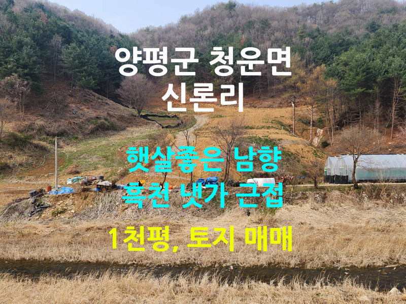 양평 청운면 토지 (주택부지, 귀농귀촌), 흑천의 품에 안긴 남향, 자연속에서의 완벽한 휴식 공간 (매물 #24046)